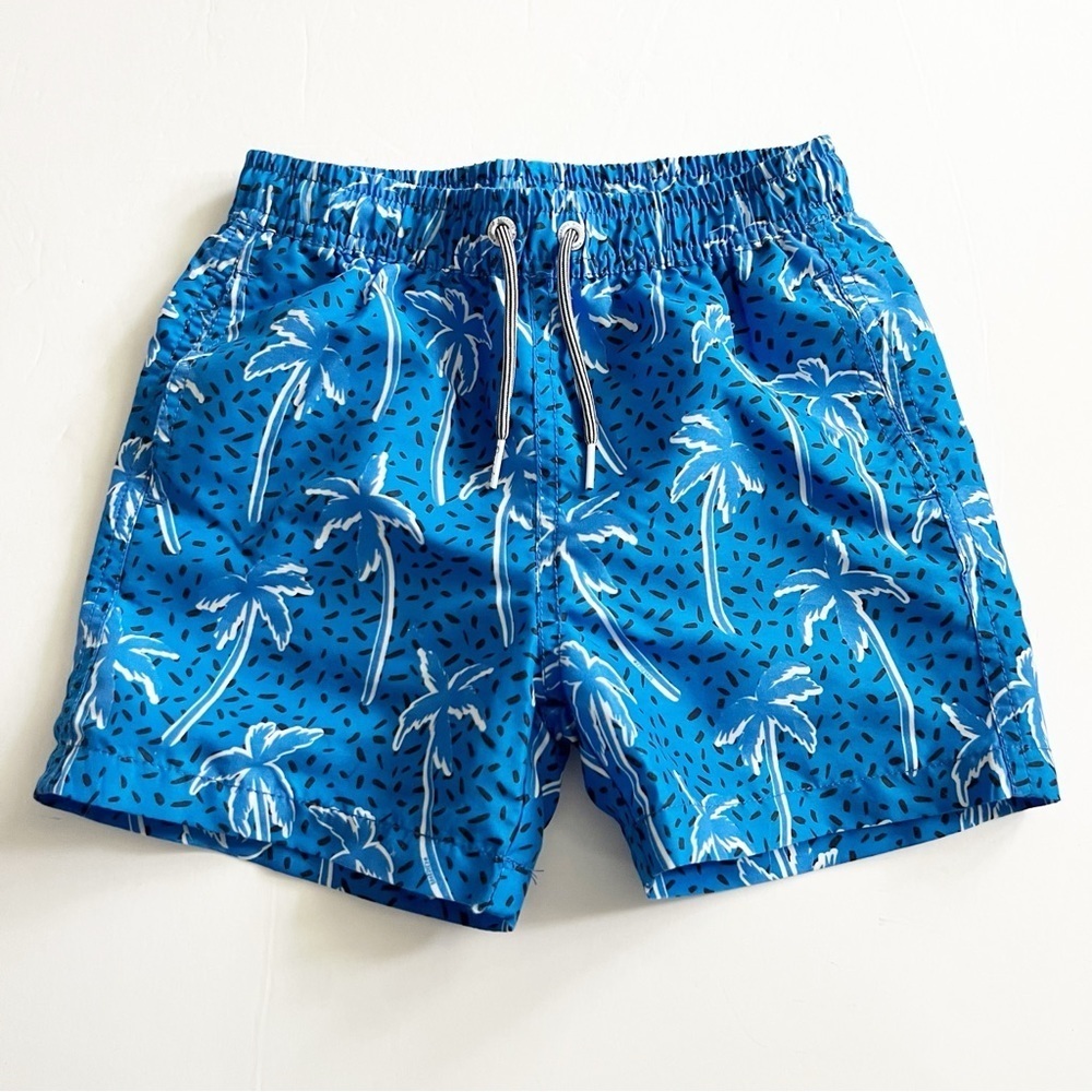 Boys Boardies Blue Flair Palm Swim Trunks Size 5/6